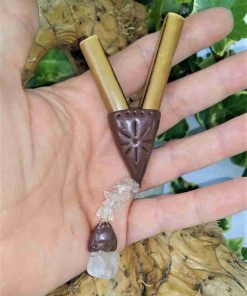 Kuripe Bambu Pendente Quarzo Bianco