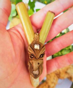 Kuripe Bambu Totem AQUILA Amuleto con pietre potenti
